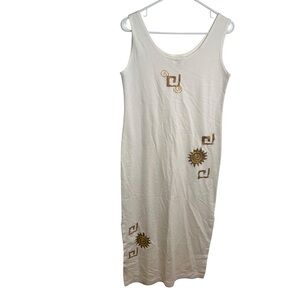 Typhoons by Melissa Ltd Sleeveless Hand Painted Dress White Gold S/M